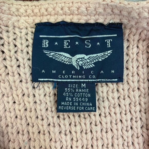 Vintage Best American Pink Chunky Pearl Button Cardigan sz M - Picture 3 of 4